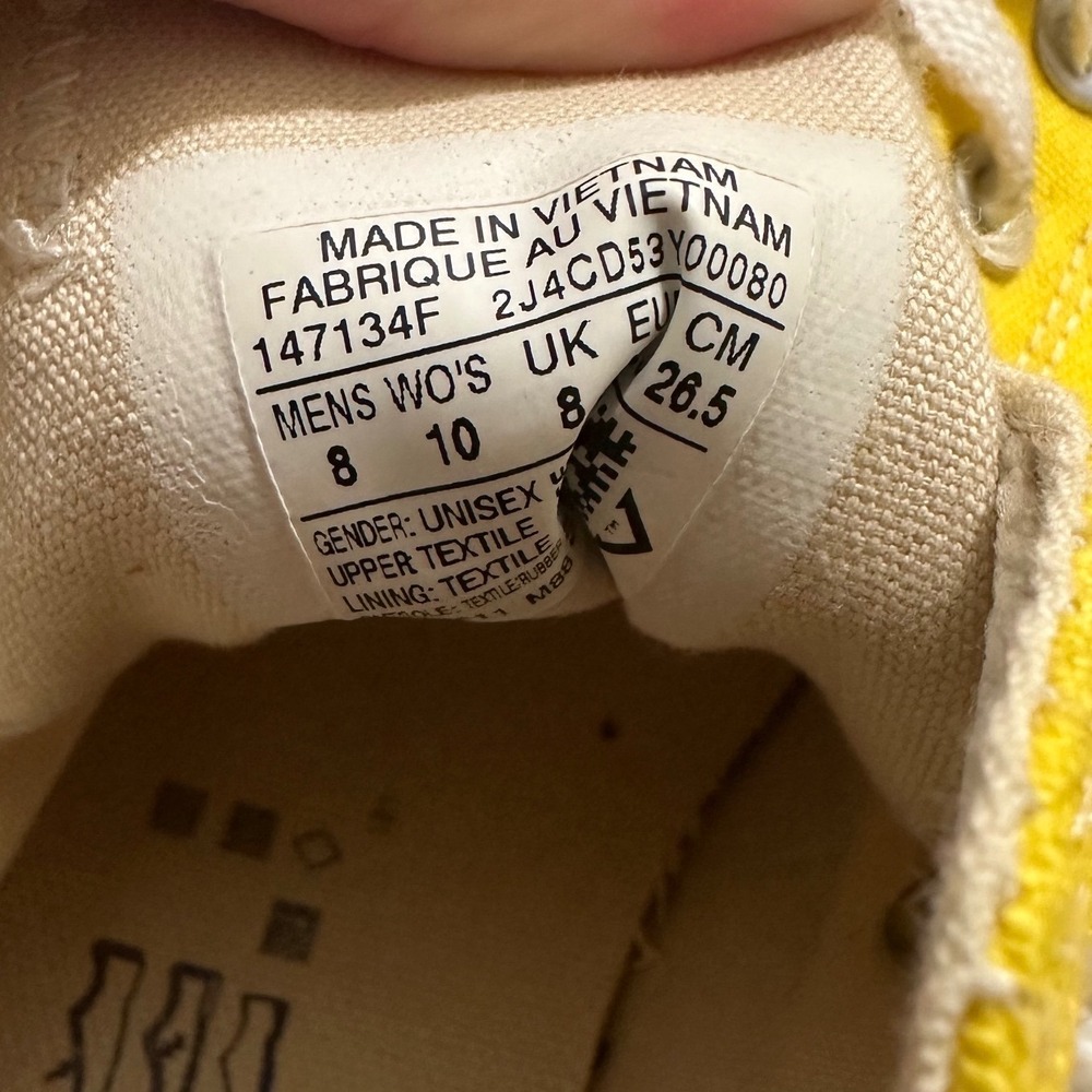 Converse Chuck Taylor | Women's All Star Low Top Yellow Sneakers, Size 10 - Picture 8 of 11